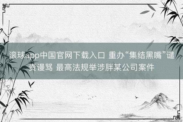 滚球app中国官网下载入口 重办“集结黑嘴”谴责谩骂 最高法规举涉胖某公司案件