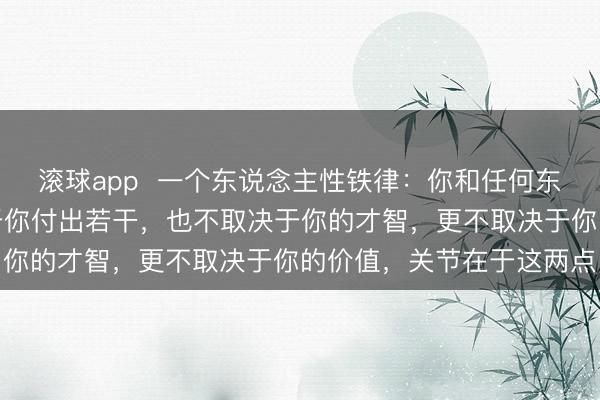 滚球app  一个东说念主性铁律：你和任何东说念主的相关，不取决于你付出若干，也不取决于你的才智，更不取决于你的价值，关节在于这两点