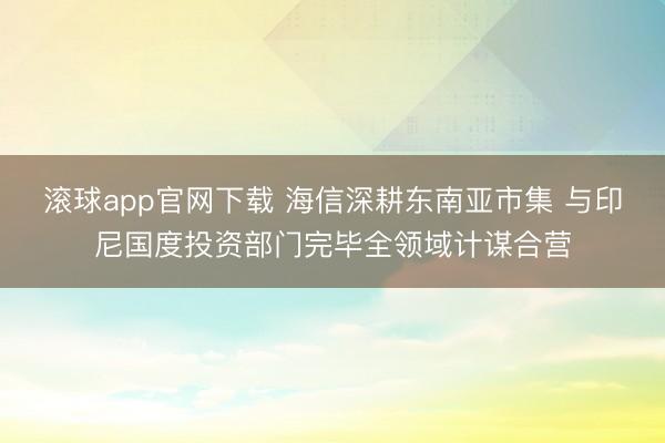 滚球app官网下载 海信深耕东南亚市集 与印尼国度投资部门完毕全领域计谋合营