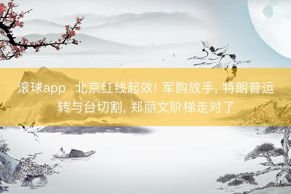 滚球app  北京红线起效! 军购放手， 特朗普运转与台切割， 郑丽文阶梯走对了