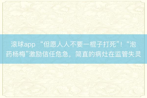 滚球app  “但愿人人不要一棍子打死”！“泡药杨梅”激励信任危急，简直的病灶在监管失灵