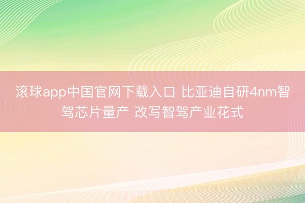 滚球app中国官网下载入口 比亚迪自研4nm智驾芯片量产 改写智驾产业花式