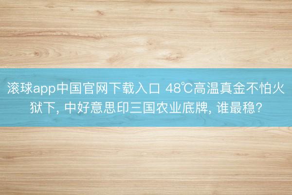滚球app中国官网下载入口 48℃高温真金不怕火狱下， 中好意思印三国农业底牌， 谁最稳?