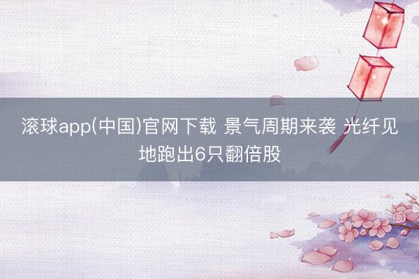 滚球app(中国)官网下载 景气周期来袭 光纤见地跑出6只翻倍股