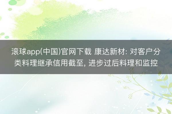 滚球app(中国)官网下载 康达新材: 对客户分类料理继承信用截至， 进步过后料理和监控