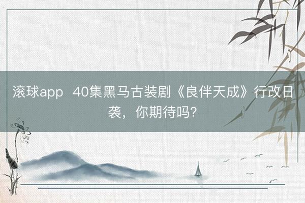 滚球app  40集黑马古装剧《良伴天成》行改日袭，你期待吗？