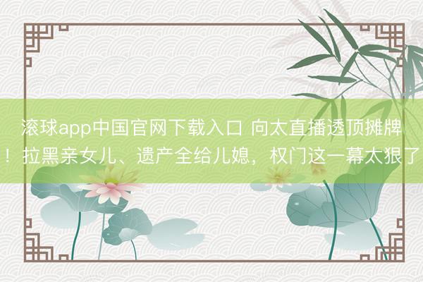滚球app中国官网下载入口 向太直播透顶摊牌！拉黑亲女儿、遗产全给儿媳，权门这一幕太狠了