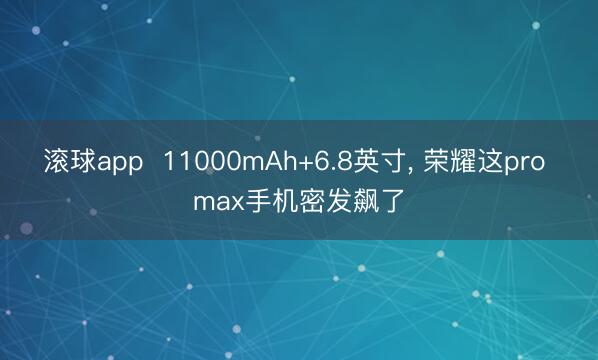 滚球app  11000mAh+6.8英寸, 荣耀这pro max手机密发飙了