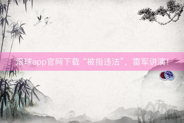 滚球app官网下载 “被指违法”，雷军讲演！