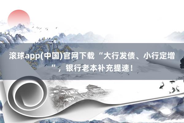 滚球app(中国)官网下载 “大行发债、小行定增”，银行老本补充提速！