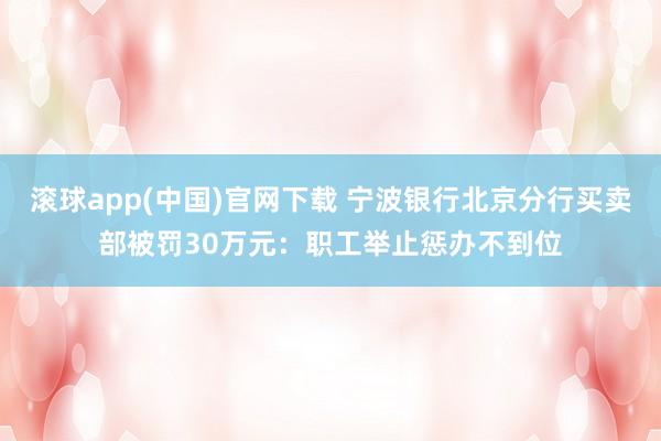 滚球app(中国)官网下载 宁波银行北京分行买卖部被罚30万元：职工举止惩办不到位